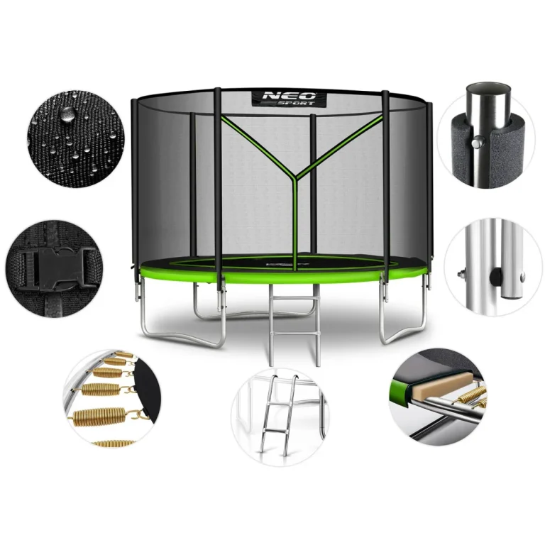 Vrtni Trampolin Neo Sport, Ø 312 Cm (10 Ft), Vanjska Mreža I Ljestve, Siva, Var. Ns 10z231 8