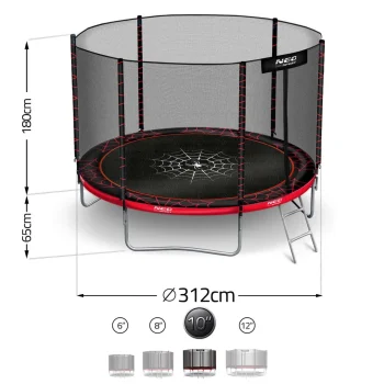 Vrtni Trampolin Neo Sport, Ø 312 Cm (10 Ft), Vanjska Mreža I Ljestve, Siva, Var. Ns 10z241 6