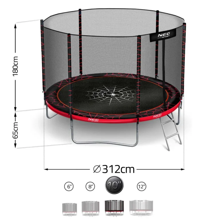 Vrtni Trampolin Neo Sport, Ø 312 Cm (10 Ft), Vanjska Mreža I Ljestve, Siva, Var. Ns 10z241 6