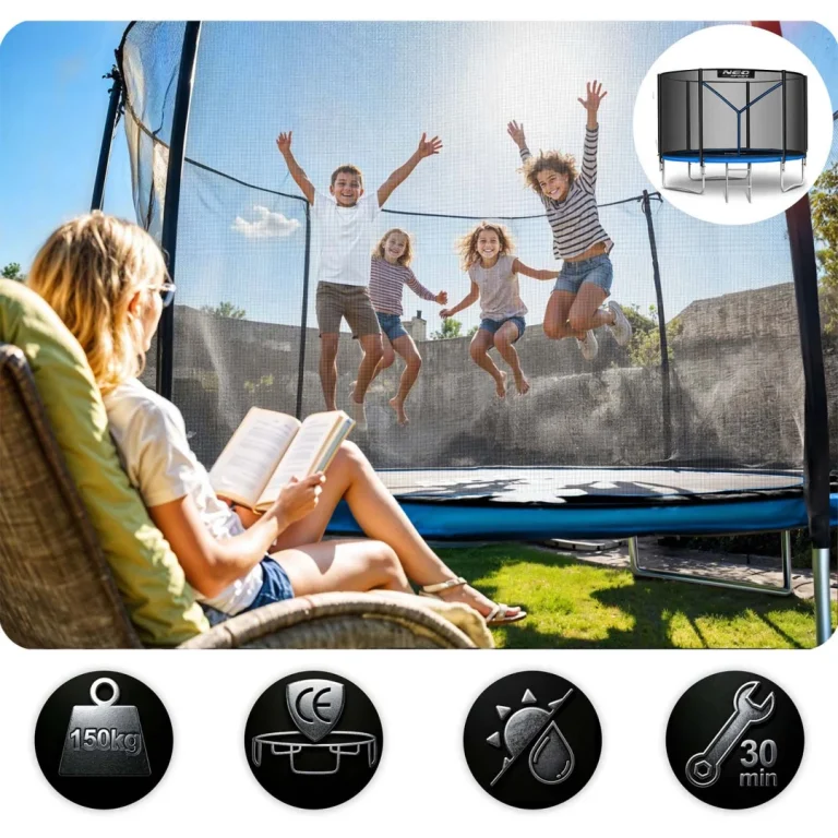 Vrtni Trampolin Neo Sport, Ø 312 Cm (10 Ft), Vanjska Mreža I Ljestve, Siva 7