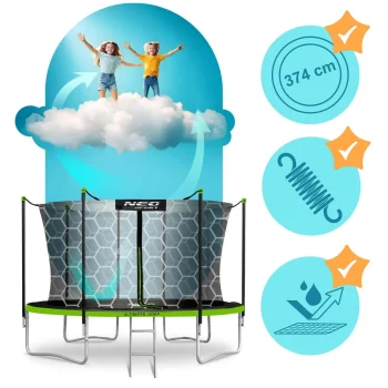 Vrtni Trampolin Neo Sport, Ø 374 Cm (12 Ft), Unutarnja Mreža I Ljestve, Siva, Var. Ns 12w231 2