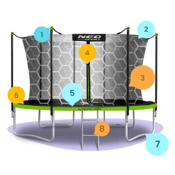 Vrtni Trampolin Neo Sport, Ø 374 Cm (12 Ft), Unutarnja Mreža I Ljestve, Siva, Var. Ns 12w231 5