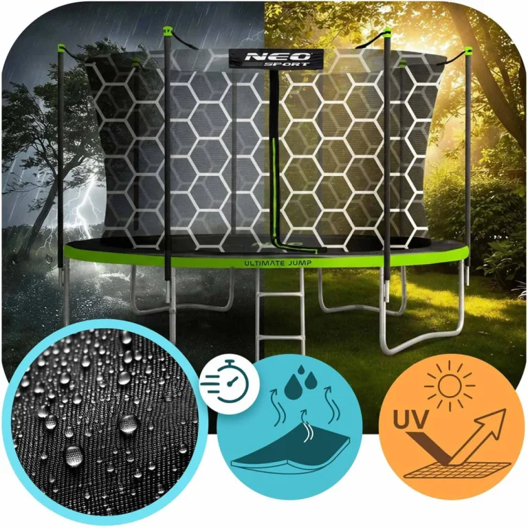 Vrtni Trampolin Neo Sport, Ø 374 Cm (12 Ft), Unutarnja Mreža I Ljestve, Siva, Var. Ns 12w231 6