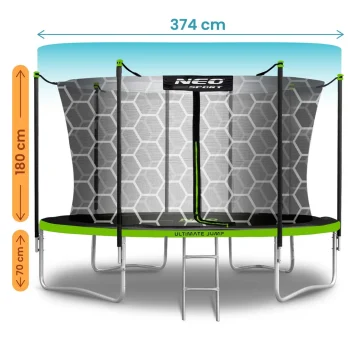 Vrtni Trampolin Neo Sport, Ø 374 Cm (12 Ft), Unutarnja Mreža I Ljestve, Siva, Var. Ns 12w231 9