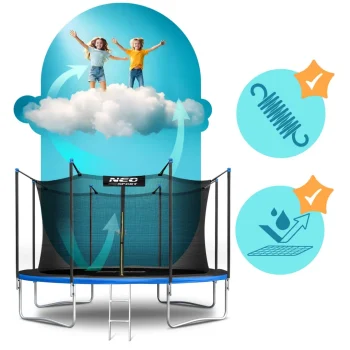 Vrtni Trampolin Neo Sport, Ø 374 Cm (12 Ft), Unutarnja Mreža I Ljestve, Siva, Var. Ns 12w241 2
