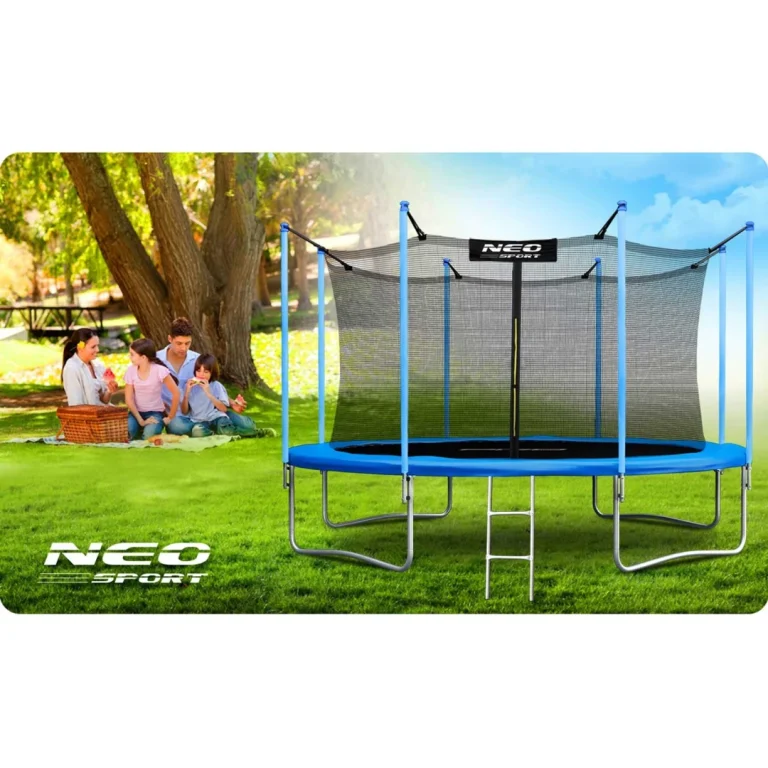 Vrtni Trampolin Neo Sport, Ø 374 Cm (12 Ft), Unutarnja Mreža I Ljestve, Siva 8