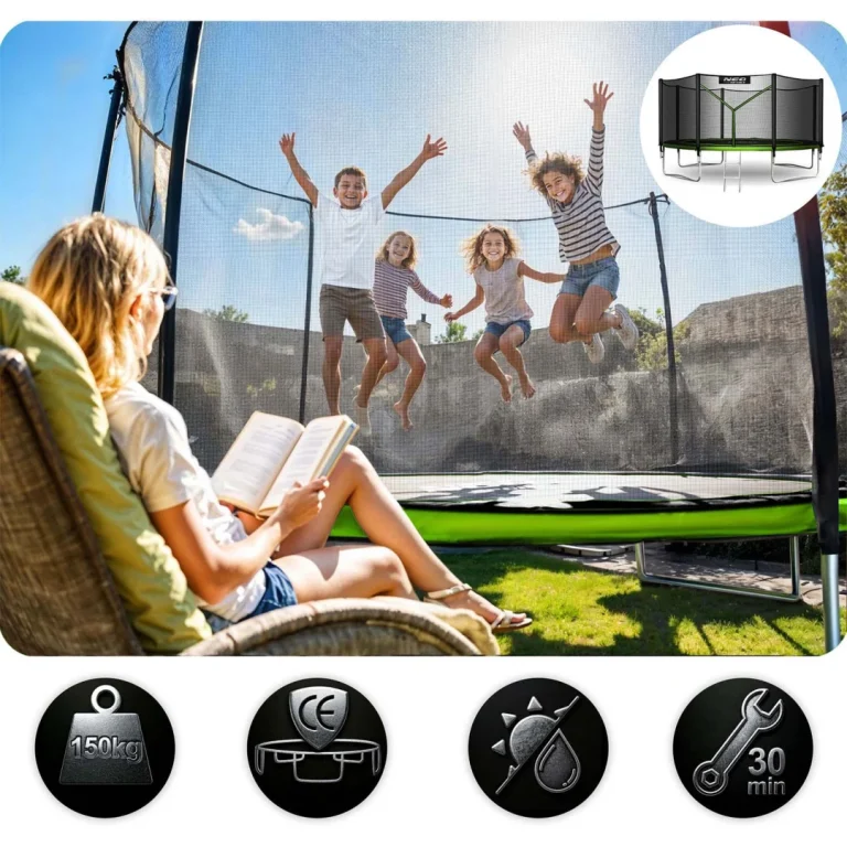 Vrtni Trampolin Neo Sport, Ø 374 Cm (12 Ft), Vanjska Mreža I Ljestve, Siva, Var. Ns 12z231 9