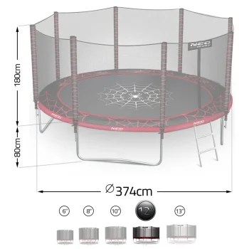 Vrtni Trampolin Neo Sport, Ø 374 Cm (12 Ft), Vanjska Mreža I Ljestve, Siva, Var. Ns 12z241 10