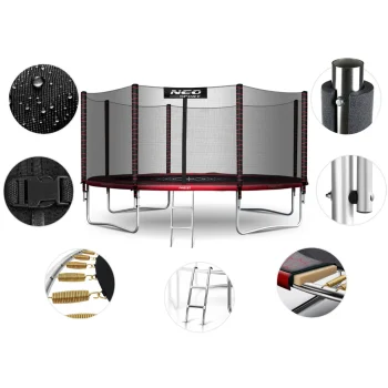 Vrtni Trampolin Neo Sport, Ø 374 Cm (12 Ft), Vanjska Mreža I Ljestve, Siva, Var. Ns 12z241 5