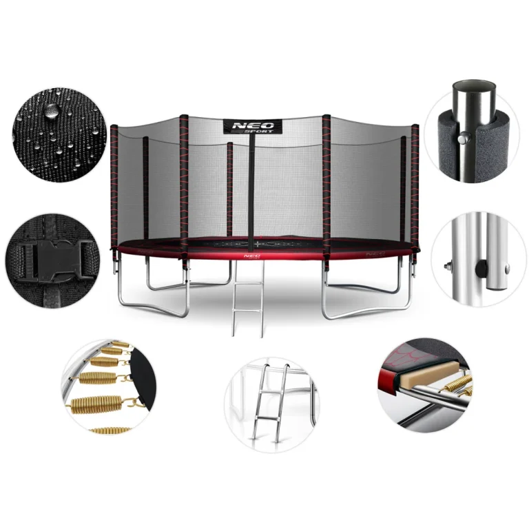 Vrtni Trampolin Neo Sport, Ø 374 Cm (12 Ft), Vanjska Mreža I Ljestve, Siva, Var. Ns 12z241 5