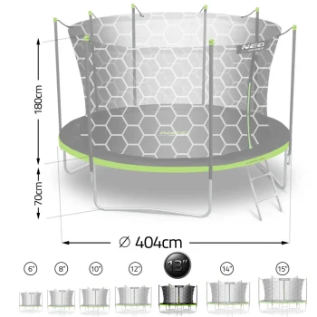 Vrtni Trampolin Neo Sport, Ø 404 Cm (13 Ft), Unutarnja Mreža I Ljestve, Siva, Var. Ns 13w231 15