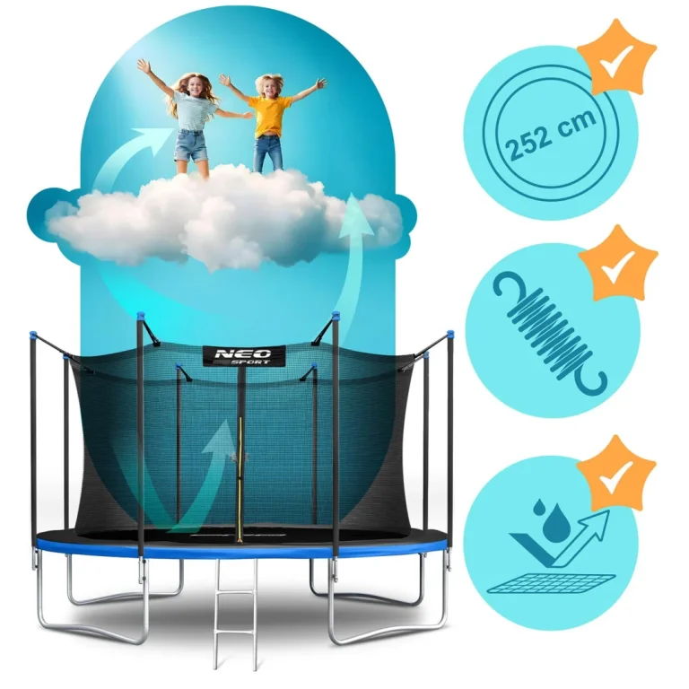 Vrtni Trampolin Neo Sport, Ø 404 Cm (13 Ft), Unutarnja Mreža I Ljestve, Siva, Var. Ns 13w241 3
