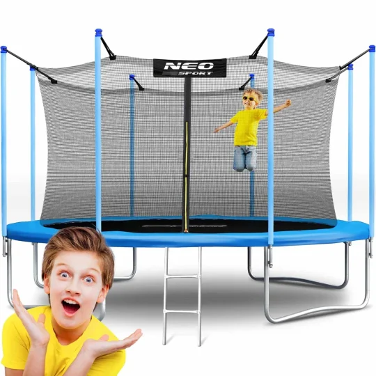 Vrtni Trampolin Neo Sport, Ø 404 Cm (13 Ft), Unutarnja Mreža I Ljestve, Siva 1