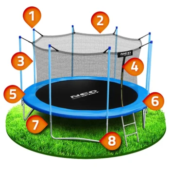 Vrtni Trampolin Neo Sport, Ø 404 Cm (13 Ft), Unutarnja Mreža I Ljestve, Siva 10