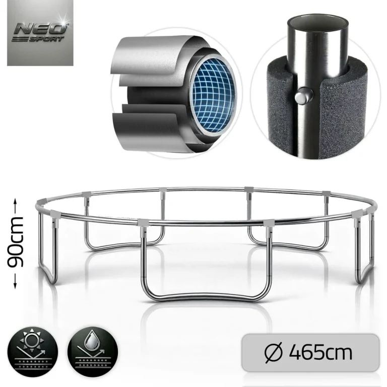 Vrtni Trampolin Neo Sport, Ø 465 Cm (15 Ft), Vanjska Mreža I Ljestve, Siva, Var. Ns 15z231 4