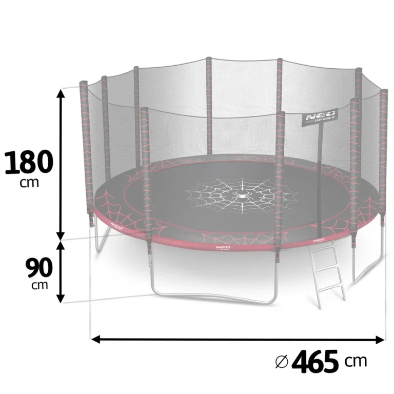 Vrtni Trampolin Neo Sport, Ø 465 Cm (15 Ft), Vanjska Mreža I Ljestve, Siva, Var. Ns 15z241 3