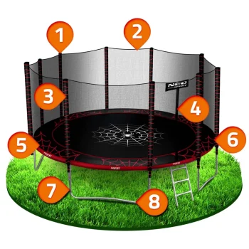 Vrtni Trampolin Neo Sport, Ø 465 Cm (15 Ft), Vanjska Mreža I Ljestve, Siva, Var. Ns 15z241 9