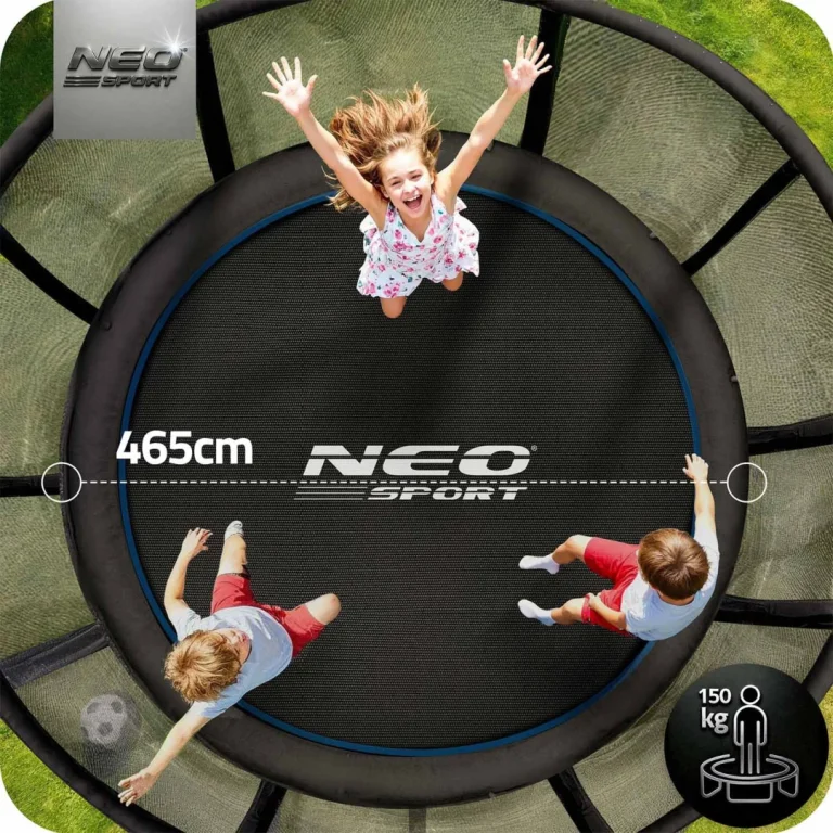 Vrtni Trampolin Neo Sport, Ø 465 Cm (15 Ft), Vanjska Mreža I Ljestve, Siva 3