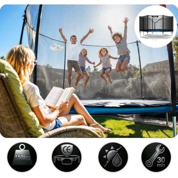 Vrtni Trampolin Neo Sport, Ø 465 Cm (15 Ft), Vanjska Mreža I Ljestve, Siva 8