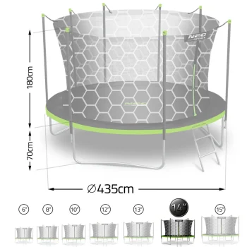 Vrtni Trampolin Neo Sport S Unutarnjom Mrežom I Ljestvama, Ø 435 Cm (14 Stopa), Siva, Var. Ns 14w231 15