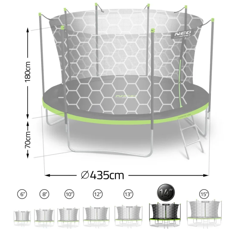 Vrtni Trampolin Neo Sport S Unutarnjom Mrežom I Ljestvama, Ø 435 Cm (14 Stopa), Siva, Var. Ns 14w231 15