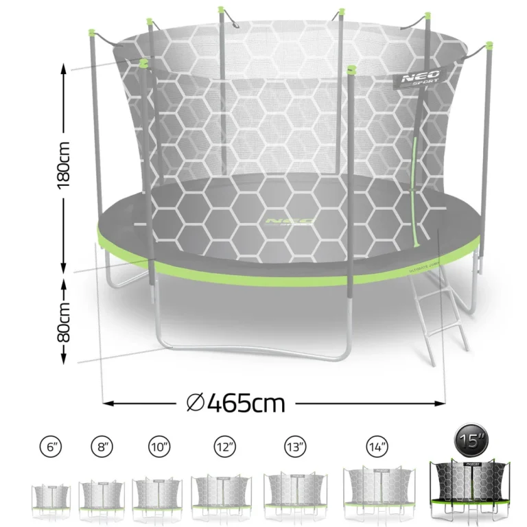 Vrtni Trampolin Neo Sport S Unutarnjom Mrežom I Ljestvama, Ø 465 Cm (15 Stopa), Siva, Var. Ns 15w231 9