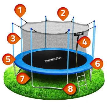 Vrtni Trampolin Neo Sport S Unutarnjom Mrežom I Ljestvama, Ø 465 Cm (15 Stopa), Siva 10
