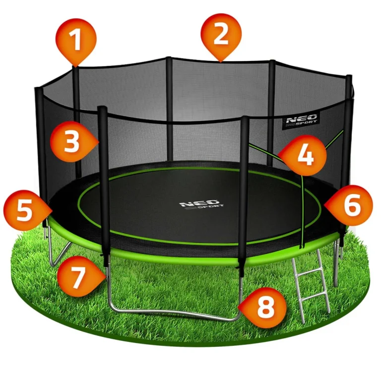 Vrtni Trampolin Neo Sport S Vanjskom Mrežom I Ljestvama, Ø 404 Cm (13 Stopa), Siva, Var. Ns 13z231 9