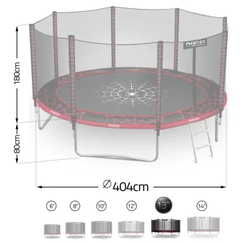 Vrtni Trampolin Neo Sport S Vanjskom Mrežom I Ljestvama, Ø 404 Cm (13 Stopa), Siva, Var. Ns 13z241 10