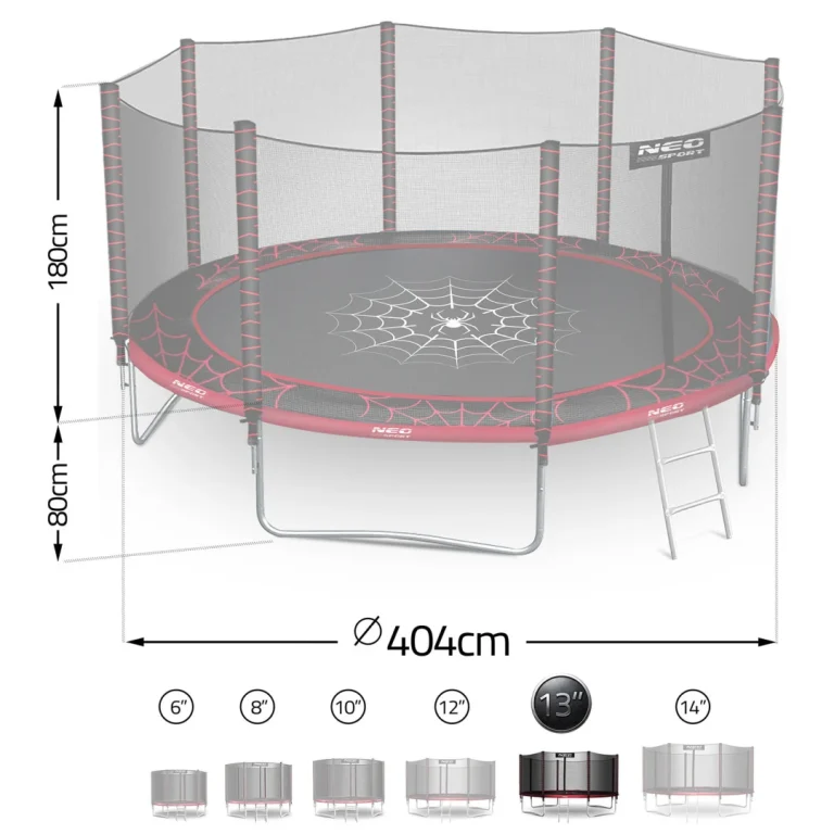 Vrtni Trampolin Neo Sport S Vanjskom Mrežom I Ljestvama, Ø 404 Cm (13 Stopa), Siva, Var. Ns 13z241 10