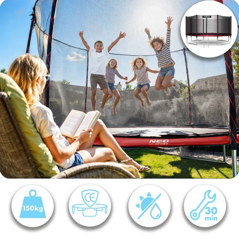 Vrtni Trampolin Neo Sport S Vanjskom Mrežom I Ljestvama, Ø 404 Cm (13 Stopa), Siva, Var. Ns 13z241 7
