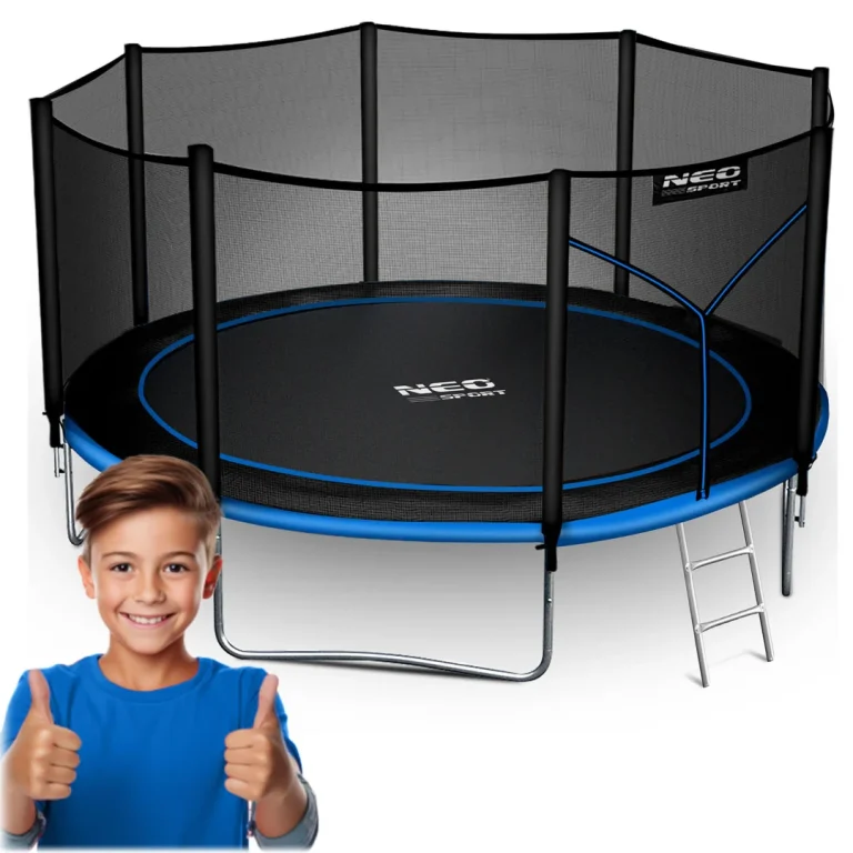 Vrtni Trampolin Neo Sport S Vanjskom Mrežom I Ljestvama, Ø 404 Cm (13 Stopa), Siva 13