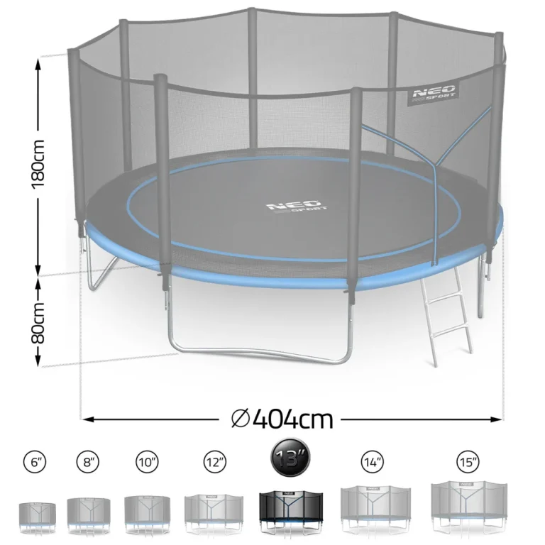 Vrtni Trampolin Neo Sport S Vanjskom Mrežom I Ljestvama, Ø 404 Cm (13 Stopa), Siva 6