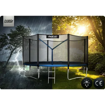 Vrtni Trampolin Neo Sport S Vanjskom Mrežom I Ljestvama, Ø 404 Cm (13 Stopa), Siva 9