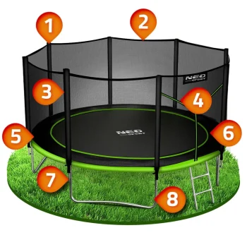 Vrtni Trampolin Neo Sport S Vanjskom Mrežom I Ljestvama, Ø 435 Cm (14 Stopa), Siva, Var. Ns 14z231 9