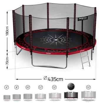 Vrtni Trampolin Neo Sport S Vanjskom Mrežom I Ljestvama, Ø 435 Cm (14 Stopa), Siva, Var. Ns 14z241 10