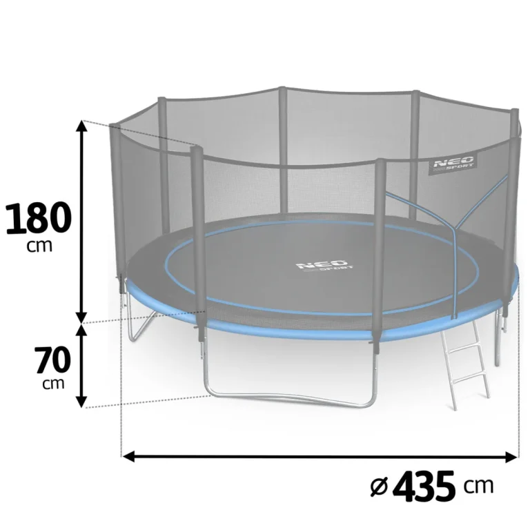 Vrtni Trampolin Neo Sport S Vanjskom Mrežom I Ljestvama, Ø 435 Cm (14 Stopa), Siva 3