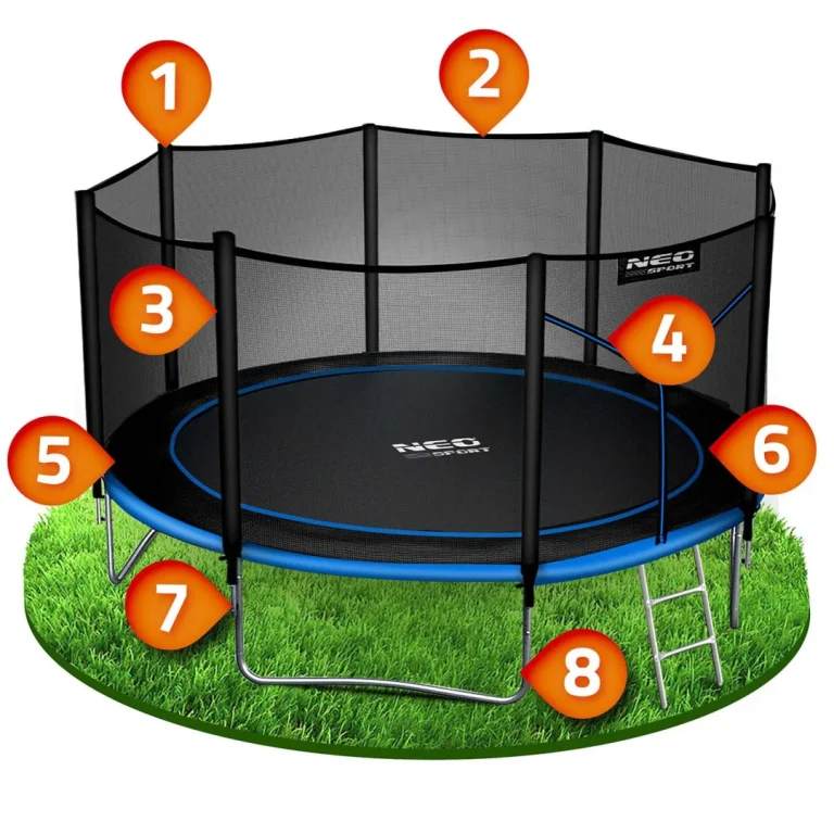 Vrtni Trampolin Neo Sport S Vanjskom Mrežom I Ljestvama, Ø 435 Cm (14 Stopa), Siva 9