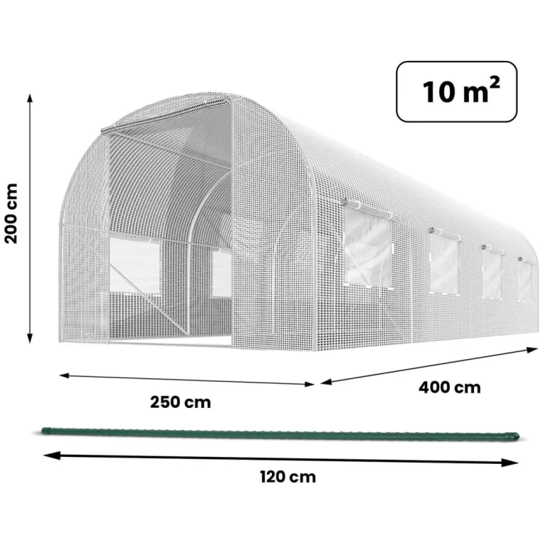 Vrtni Tunel 2,5 X 4 M (10 M2) Bijeli Plonos 4