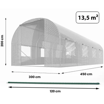 Vrtni Tunel 3 X 4,5 M (13,5 M2) Bijeli Plonos 4