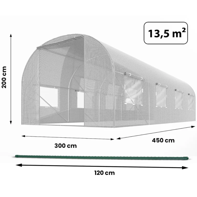 Vrtni Tunel 3 X 4,5 M (13,5 M2) Bijeli Plonos 4