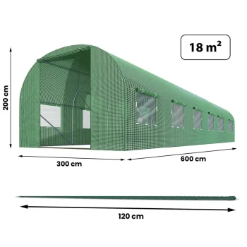 Vrtni Tunel 3 X 6 M (18 M2) Plonos, Zelena, Var. 4976 B 4