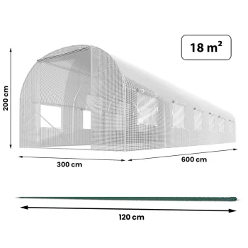 Vrtni Tunel 3 X 6 M (18 M2) Bijeli Plonos 4
