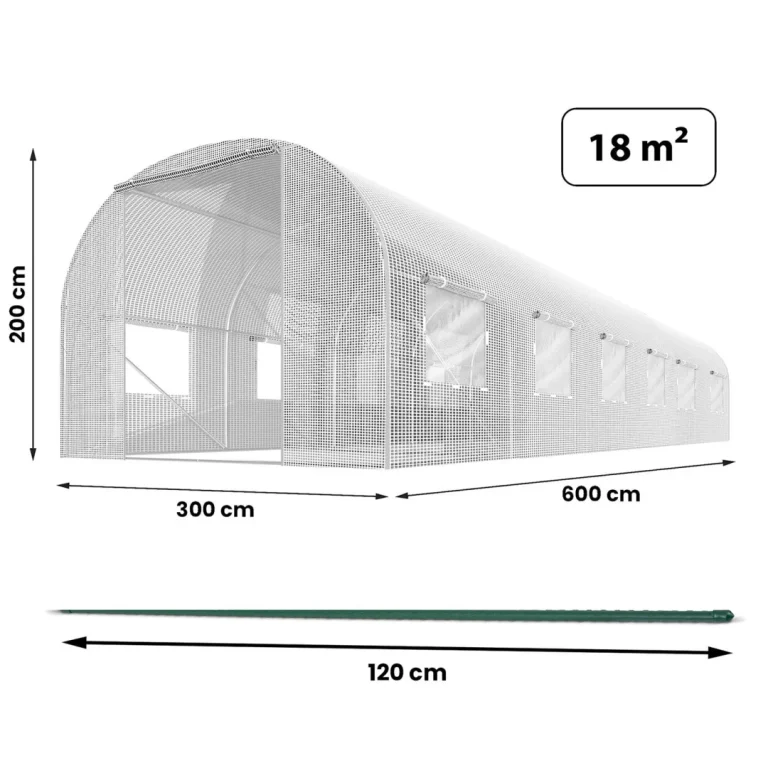Vrtni Tunel 3 X 6 M (18 M2) Bijeli Plonos 4