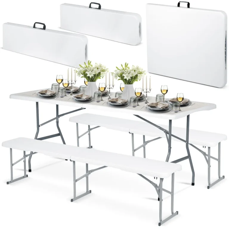 Vrtni Ugostiteljski Set Plonos, Stol + 2 Klupe, 180 Cm, Bijeli 1