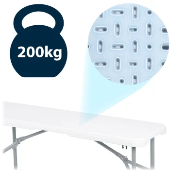 Vrtni Ugostiteljski Set Plonos, Stol + 2 Klupe, 180 Cm, Bijeli 9