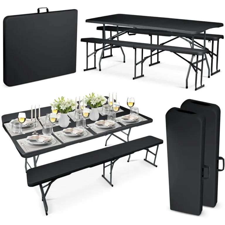 Vrtni Ugostiteljski Set Plonos, Stol + 2 Klupe, 180 Cm, Crni 1