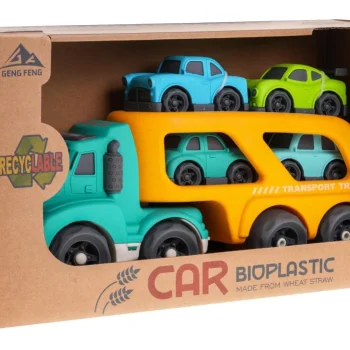 Vučno Vozilo žuto Bioplastika + 4 Autića 18m+ 9
