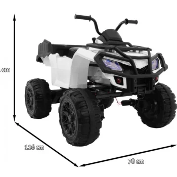 Xl Atv Quad Na Baterije Za Djecu Bijeli + 4x4 Pogon + Nosač Za Prtljagu + Spori Start + Eva, Bijela Quad Na Akumulator 2