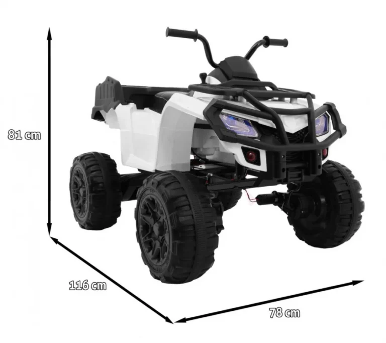 Xl Atv Quad Na Baterije Za Djecu Bijeli + 4x4 Pogon + Nosač Za Prtljagu + Spori Start + Eva, Bijela Quad Na Akumulator 2